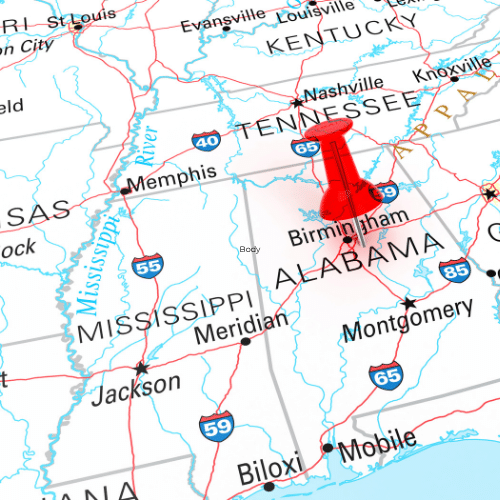 Alabama and Mississippi Map